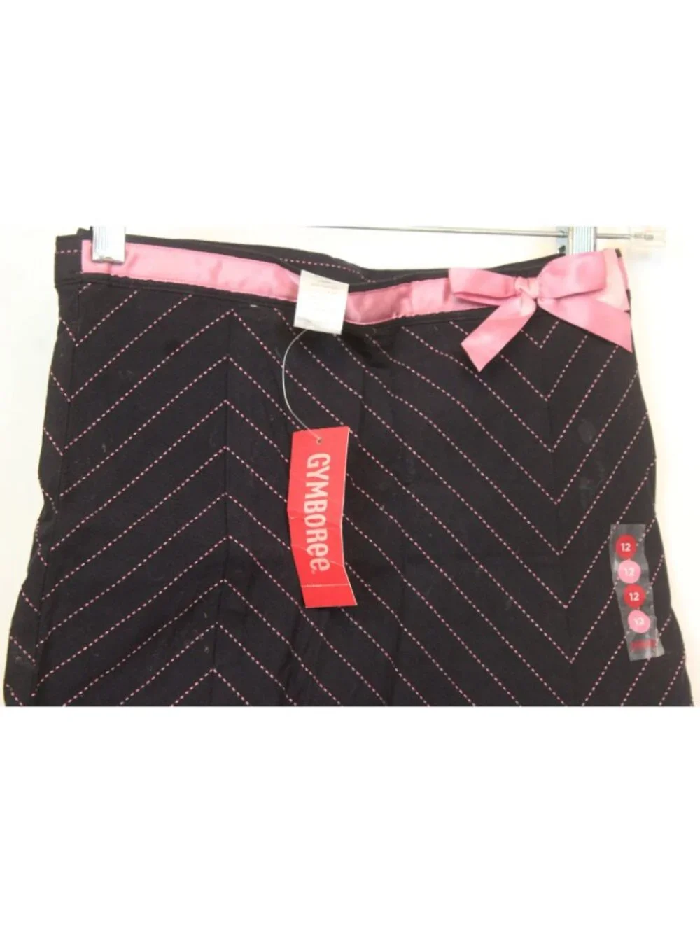 2005 Gymboree Chelsea Girl Navy Shorts Pink Chevron Pin Stripes sz 12 Bow Adjust